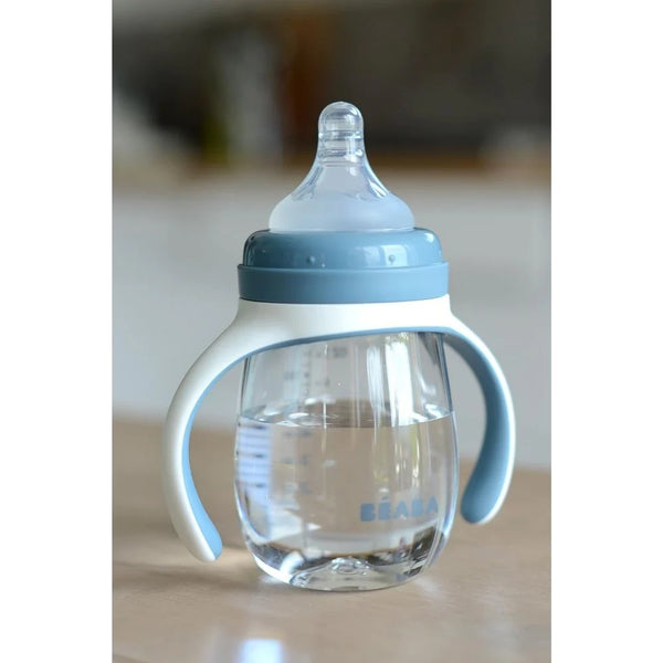 [Béaba] 2 in 1 Bottle to Sippy Learning Cup 210ml — Windy Blue