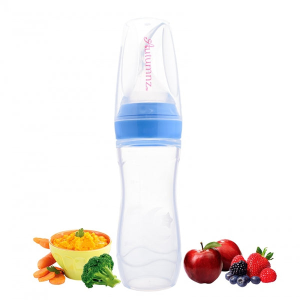 AUTUMNZ Silicone Squeeze Feeder with Spoon *Stand Neck 120ml* - Blue
