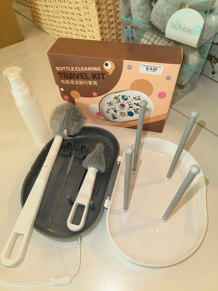 Travel Bottle Cleaning Kit with Drying Rack