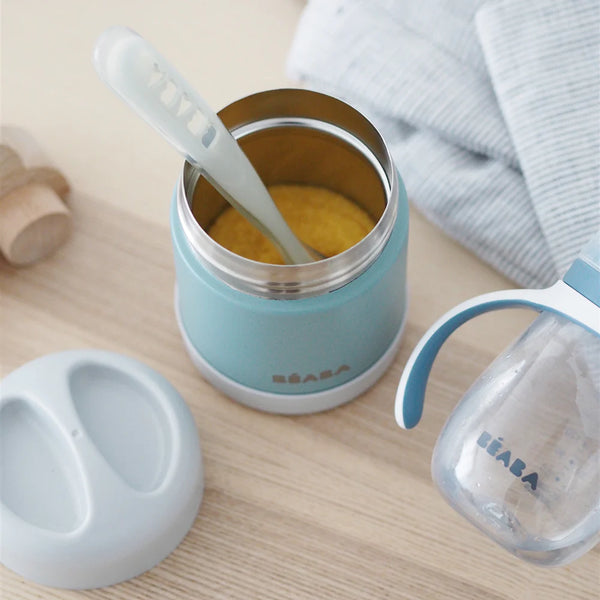 [Béaba] Stainless Steel Food Container 300ml — Light Mist/Eucalyptus Green