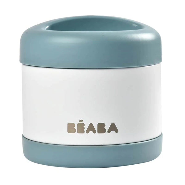 [Béaba] Stainless Steel Food Container 500ml — Baltic Blue/White