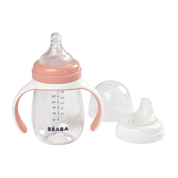 [Béaba] 2 in 1 Bottle to Sippy Learning Cup 210ml — Vintage Pink