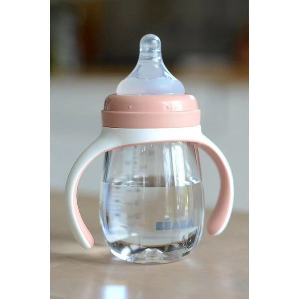 [Béaba] 2 in 1 Bottle to Sippy Learning Cup 210ml — Vintage Pink