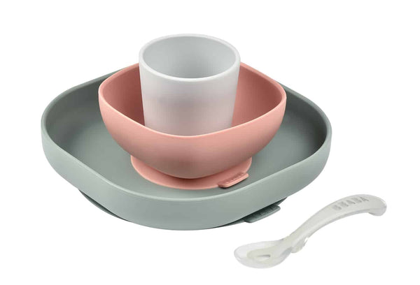 [Béaba] Silicone Suction Meal Set — Eucalyptus
