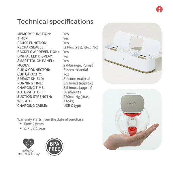 Imani iBox 2-in-1 Electrical Breastpump (Wearable + Hospital Grade)