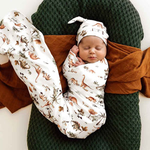 [Snuggle Hunny] Baby Jersey Wrap & Beanie Set — Dino