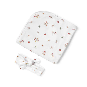 [Snuggle Hunny] Baby Jersey Wrap & Topknot Set — Ladybug
