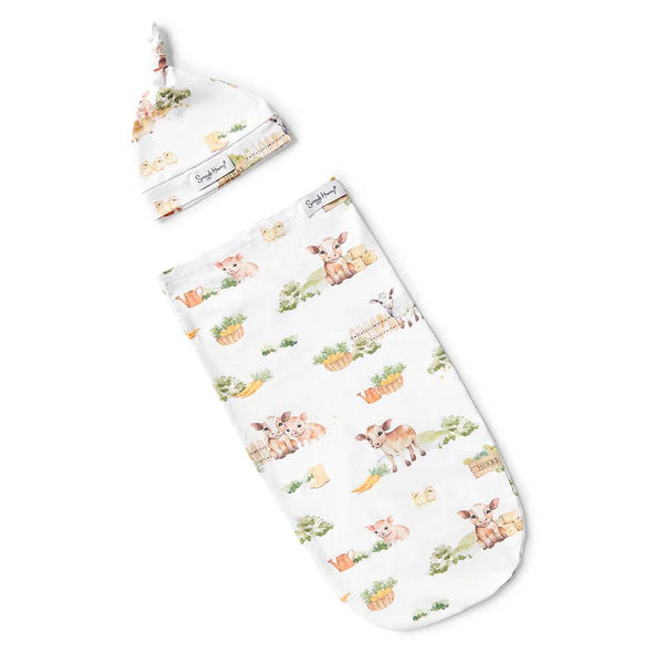 [Snuggle Hunny] Snuggle Swaddle & Beanie Set — Farmyard