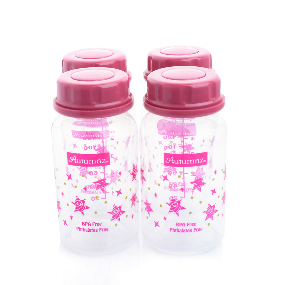 Autumnz - Standard Neck Breastmilk Storage Bottles *5oz* (4 btls) - Starry Pink