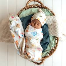 [Snuggle Hunny] Baby Jersey Wrap & Beanie Set — Beach Fun