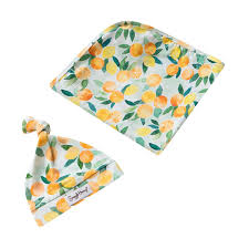 [Snuggle Hunny] Baby Jersey Wrap & Beanie Set — Citrus Squeeze