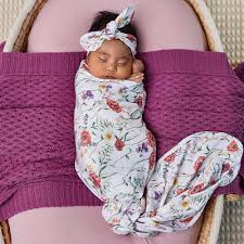 [Snuggle Hunny] Baby Jersey Wrap and Topknot set - Meadow