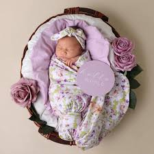 [Snuggle Hunny] Baby Jersey Wrap and Topknot set - Isla
