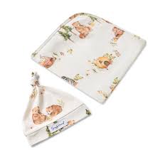 [Snuggle Hunny] Baby Jersey Wrap & Beanie Set — Bears
