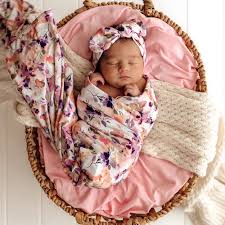 [Snuggle Hunny] Baby Jersey Wrap and Topknot set - Blushing Beauty