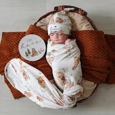 [Snuggle Hunny] Baby Jersey Wrap & Beanie Set — Bears
