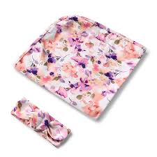 [Snuggle Hunny] Baby Jersey Wrap and Topknot set - Blushing Beauty