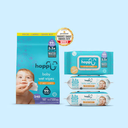 Hoppi Baby Wet Wipes (80 wipes x 3 packs)