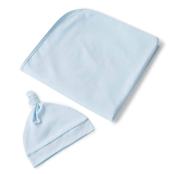 [Snuggle Hunny] Baby Jersey Wrap & Beanie Set — Baby Blue