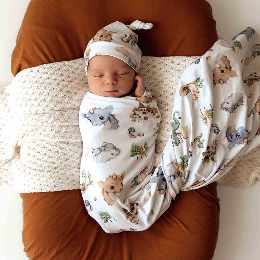 [Snuggle Hunny] Baby Jersey Wrap & Beanie Set — Dragon