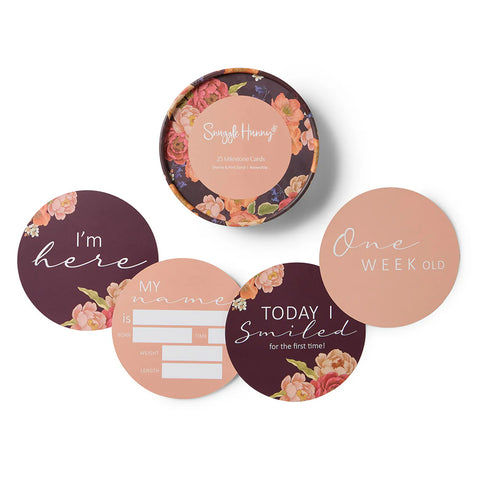[Snuggle Hunny] Reversible Milestone Cards — Sienna & Pink Sand