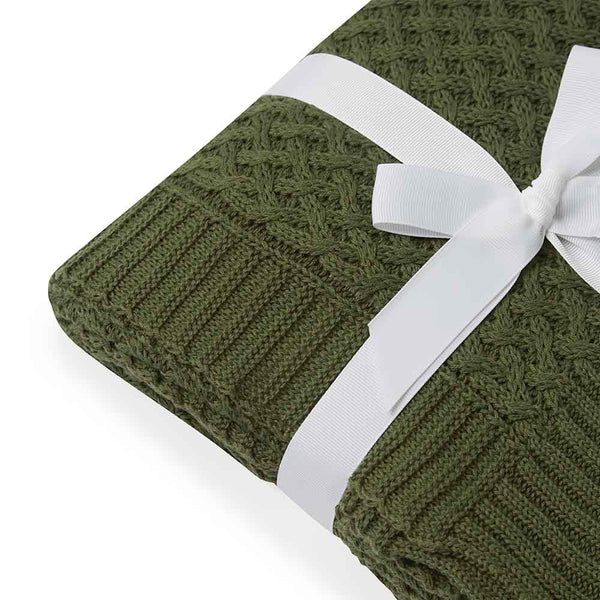 [Snuggle Hunny] Diamond Knit Blanket — Olive