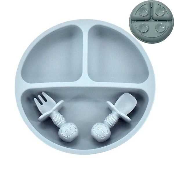 Silicone Plate, spoon and fork set