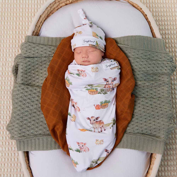 [Snuggle Hunny] Snuggle Swaddle & Beanie Set — Farmyard