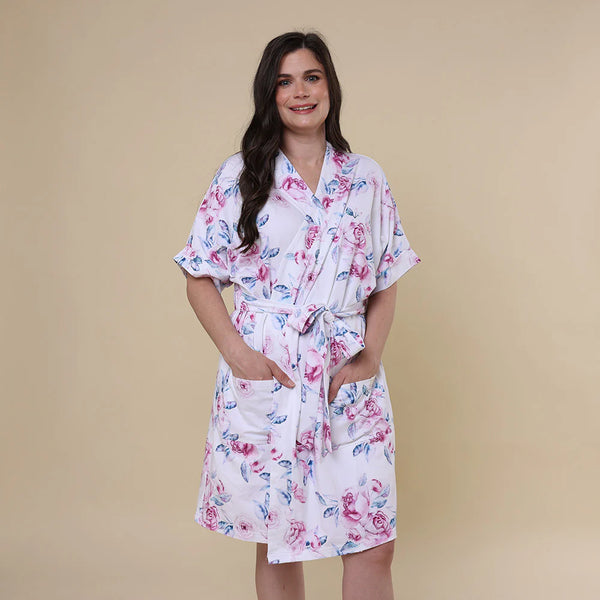 Organic Maternity Robe - Lilac Skies