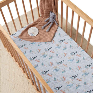 [Snuggle Hunny] Fitted Cot Sheet - Whale