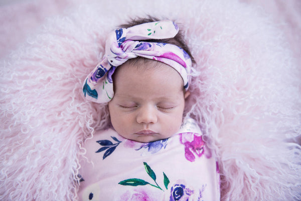 [Snuggle Hunny] Snuggle Swaddle & Topknot Set — Floral Kiss