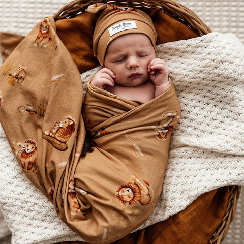 [Snuggle Hunny] Baby Jersey Wrap & Beanie Set — Roar