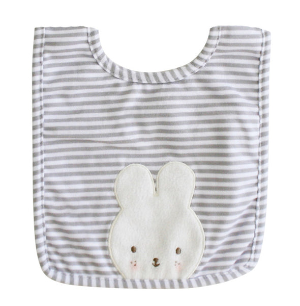 [Alimrose] — Baby Bunny Bib Grey Stripe