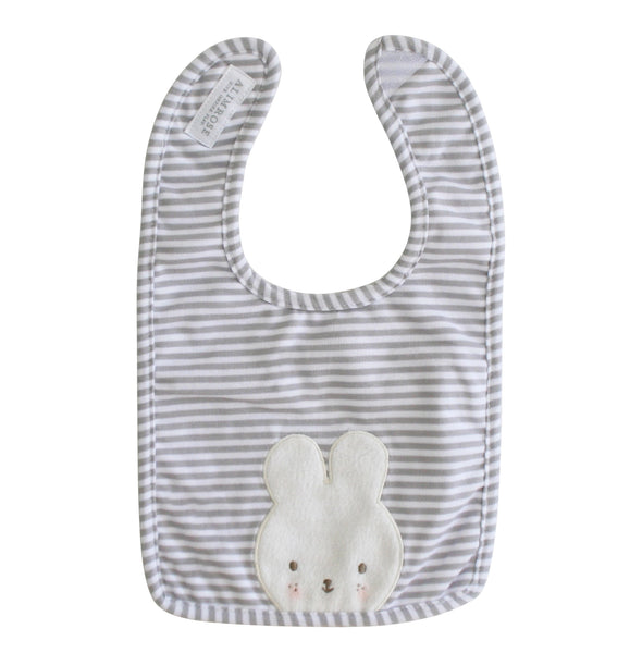[Alimrose] — Baby Bunny Bib Grey Stripe