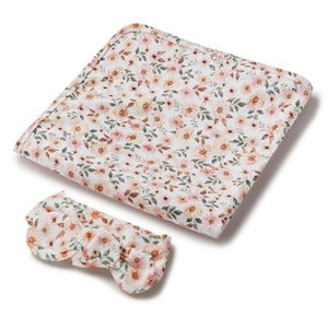 [Snuggle Hunny] Baby Jersey Wrap & Topknot Set — Spring Floral