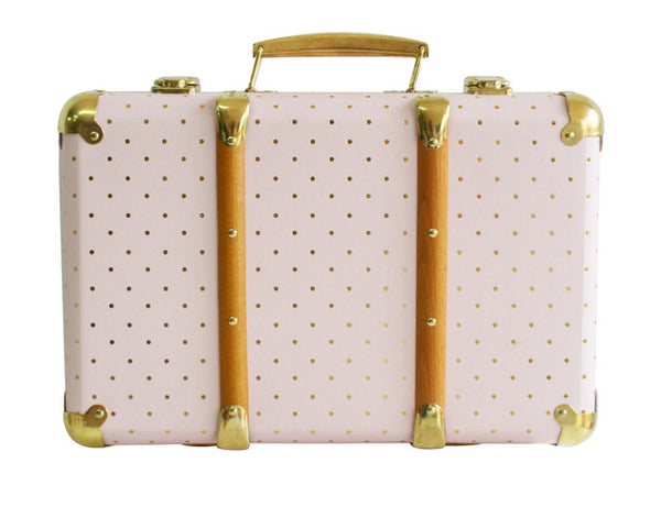 ALIMROSE Mini Vintage Brief Case -  Pale Pink With Gold Foil Spots