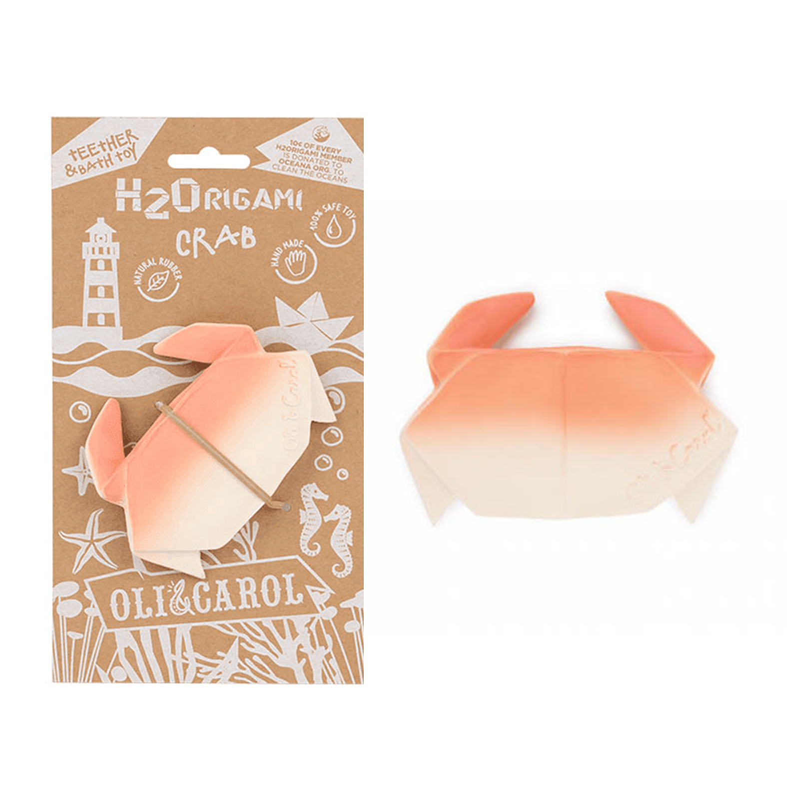 [Oli&Carol] Natural Rubber Teethers & Bath Toys: Origami Crab