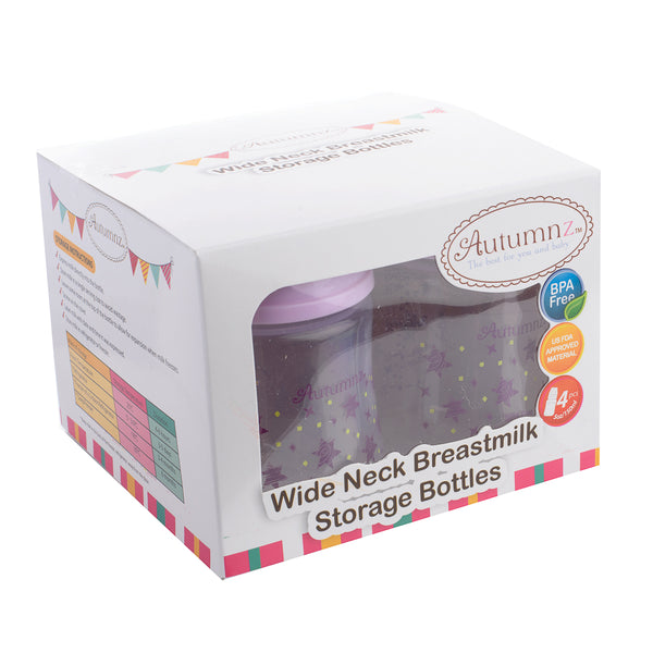Autumnz Wide Neck Breastmilk Storage Bottles 5oz (4btls) - Twinkle Lilac