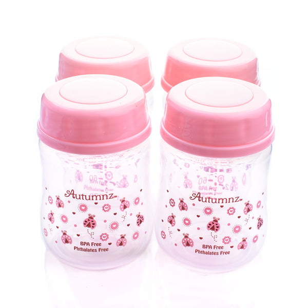 Autumnz Wide Neck Breastmilk Storage Bottles 5oz (4 btls) - Ladybird Pink