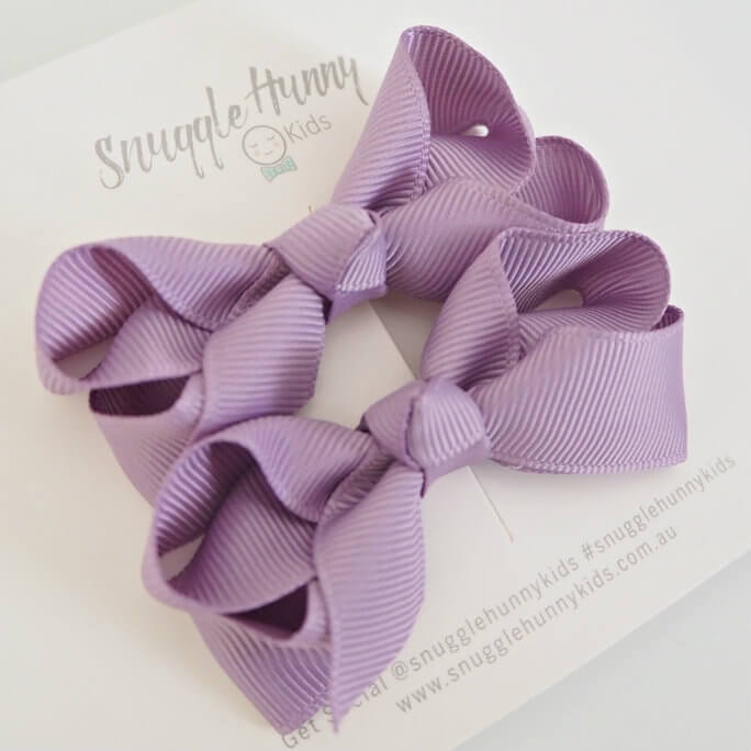 SNUGGLE HUNNY Small Piggy Tail Pair Clips Bow - Lilac
