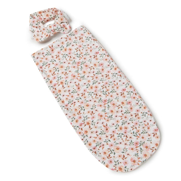 [Snuggle Hunny] Snuggle Swaddle & Topknot Set — Spring Floral